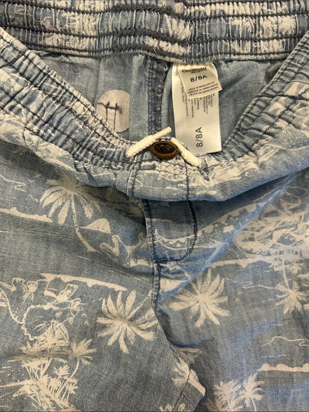 OshKosh B'gosh Light Blue and White Tropical Print Shorts